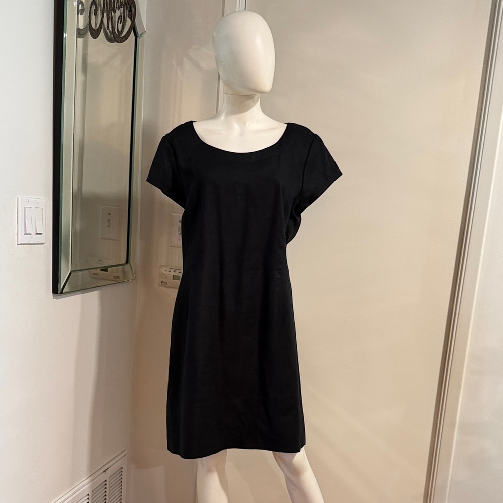 Vintage Gillian for Neiman Marcus Black Linen Dress Sz 14